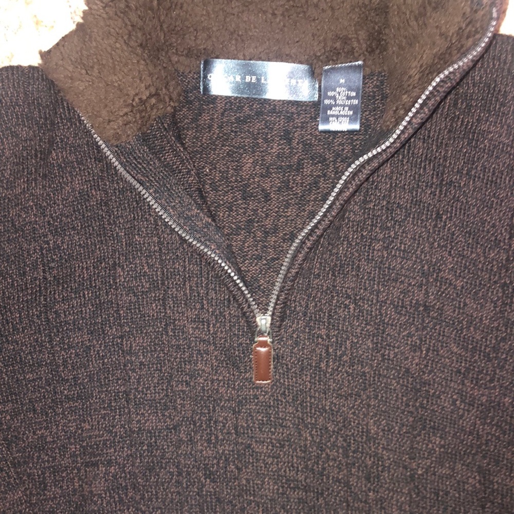 OSCAR DE LA RENTA BROWN QUARTER ZIP SWEATER - Picture 3 of 4